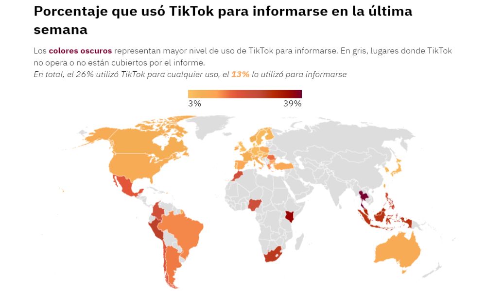 Los países que más se informan por TikTok