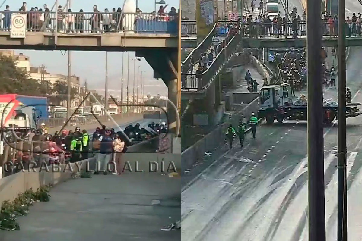 Tránsito en la Vía de Evitamiento se vio interrumpida por derrame de petróleo cerca al puente Rayito del sol