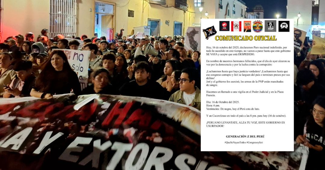 ‘Generación Z’ convoca a paro nacional indefinido tras la marcha que dejó un muerto