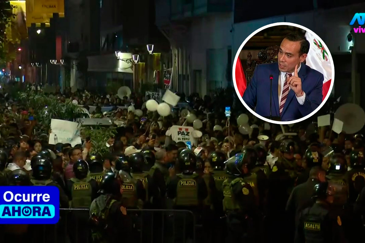 Manifestantes llegan a inmediaciones de Palacio de Gobierno para brindar su apoyo a José Jerí