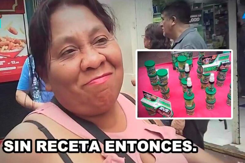 Puesto ambulante en la calle Capón con frascos de cannabis medicinal ofrecidos sin control sanitario.