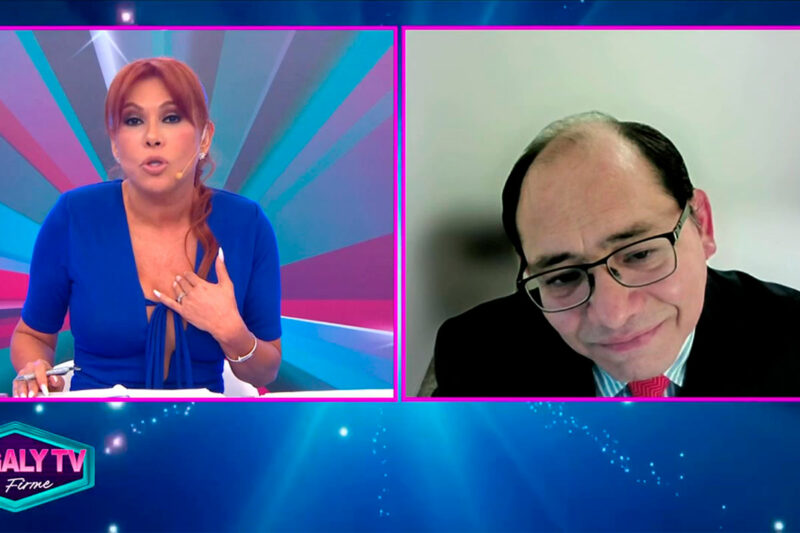 Magaly Medina en una entrevista con su abogado