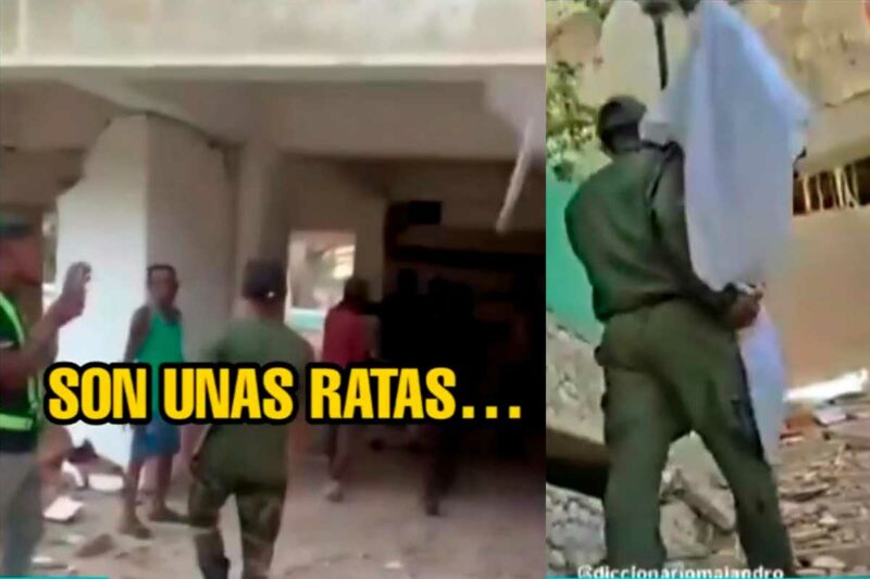 Ciudadano encarando a un militar en La Guaira durante denuncias por saqueos tras el terremoto en Venezuela.