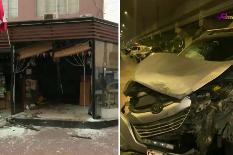Conductor en aparente estado de ebriedad choca contra restaurante en San Borja