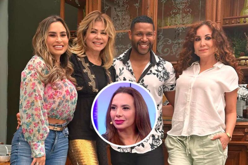Mónica Cabrejos durante una entrevista televisiva acusando a Janet Barboza de ser una persona falsa en la farándula peruana.