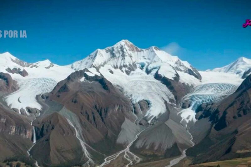 Nevado Huascarán con retroceso glaciar visible por el calentamiento del mar y el fenómeno El Niño