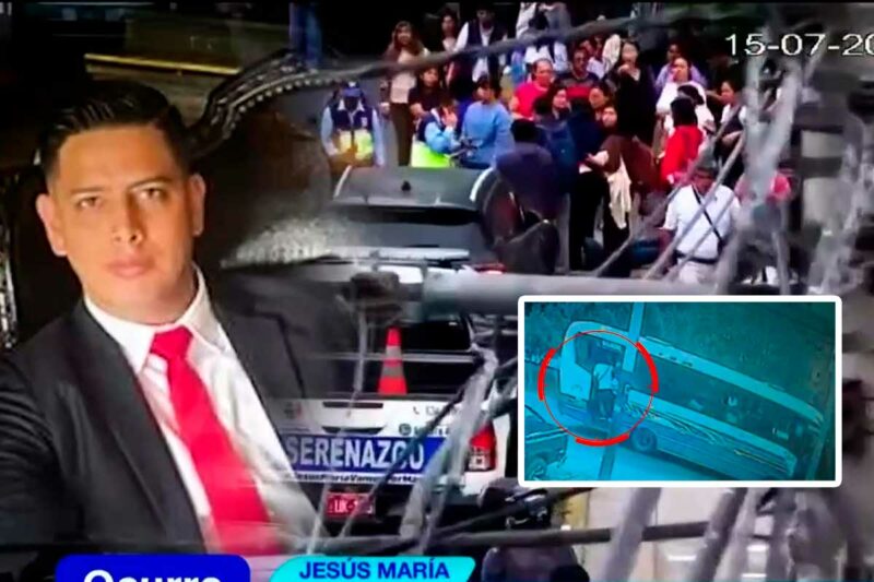 Bus de la empresa CTI en la avenida San Felipe, Jesús María, donde ocurrió el accidente