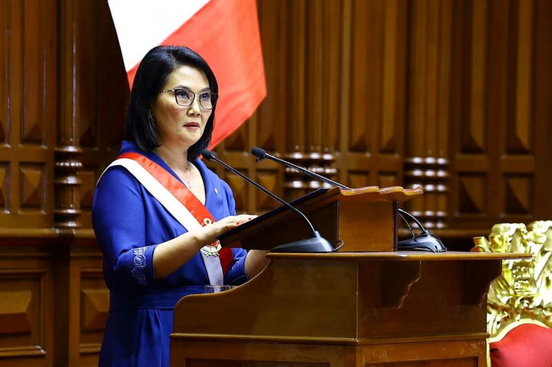 Keiko Fujimori durante su primer Mensaje a la Nación en el Congreso