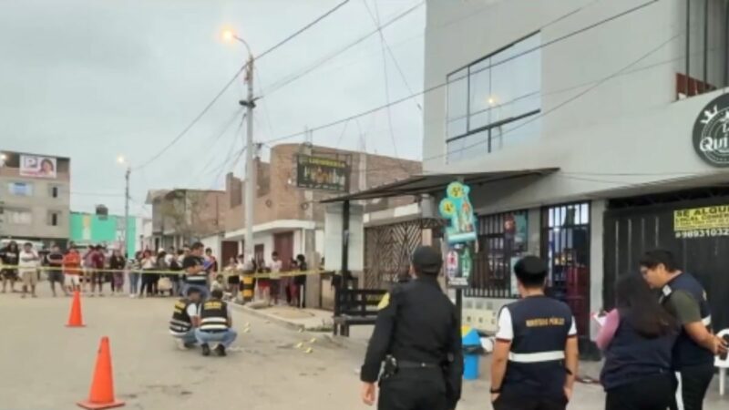 Escena del ataque sicarial contra obreros en una bodega del sector Alto Salaverry en Trujillo
