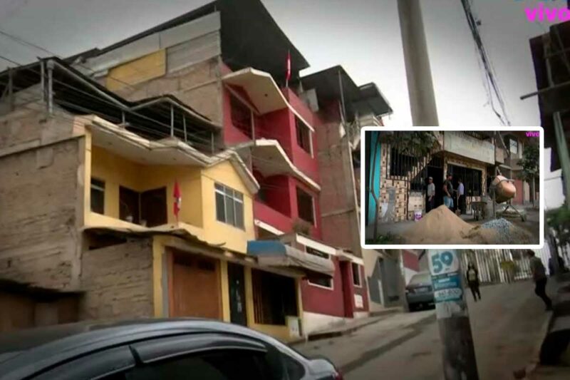 Viviendas autoconstruidas con columnas inconclusas y estructuras sin terminar en un distrito de Lima, mostrando el peligro ante un terremoto
