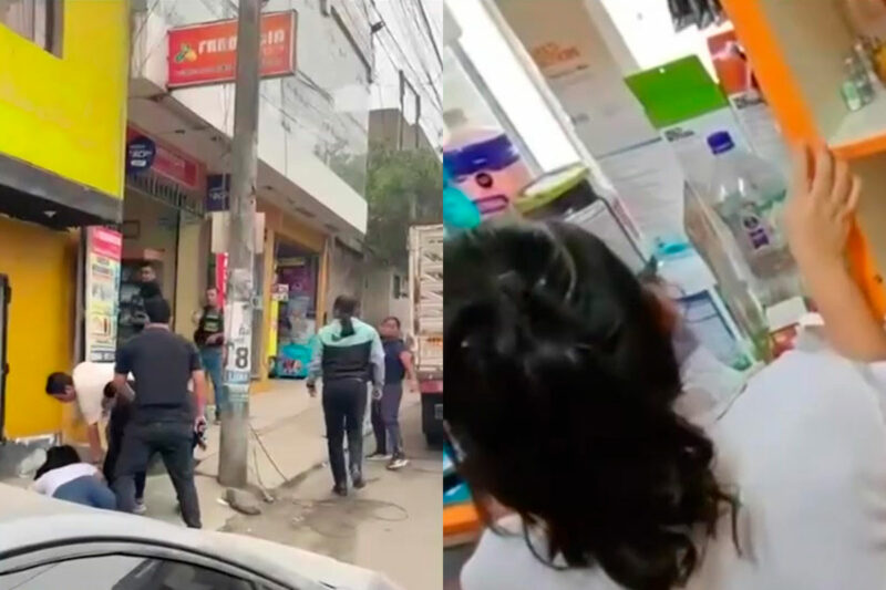 VMT: delincuentes toman como rehén a trabajadora de botica al verse acorralados